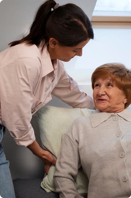 Nurse helping patient